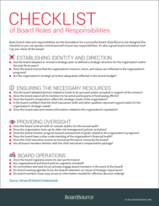 Checklist of Board Roles and Responsibilities