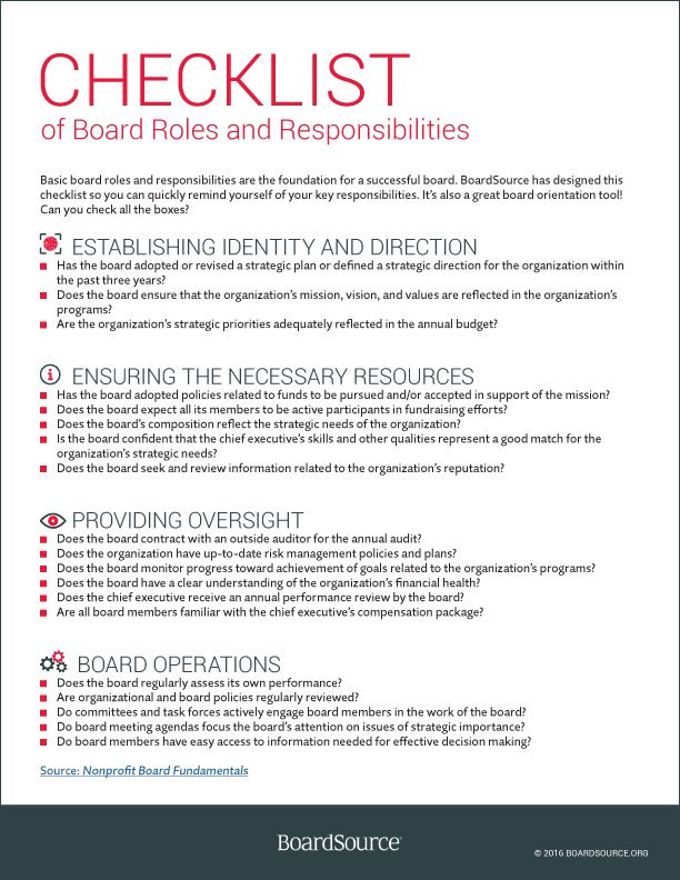 Roles And Responsibilities - Boardsource