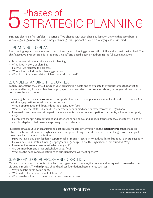 Nonprofit Strategic Planning and Frameworks BoardSource