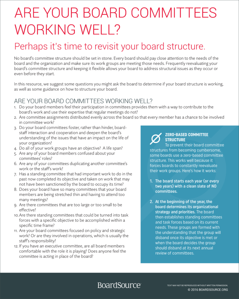 Structure, Committees, and Meetings BoardSource
