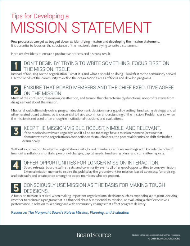 Developing Mission Statement