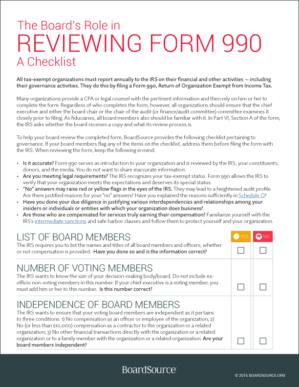 Form 990 Checklist