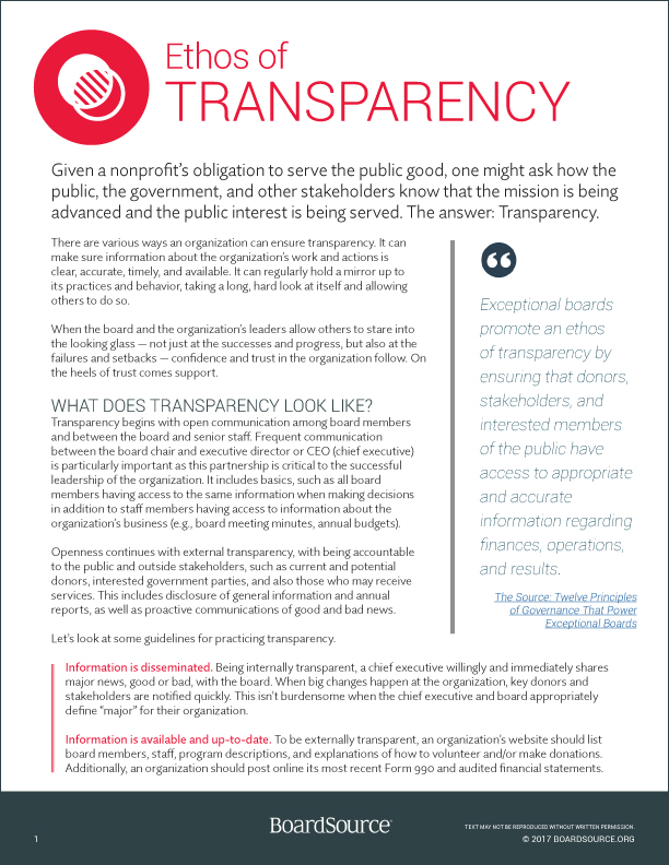 Ethos of Transparency