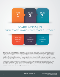 Board Passages: Three Stages in a Nonprofit Board's Lifecycle