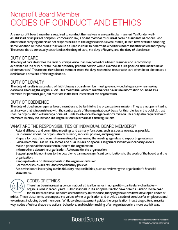 Roles And Responsibilities Boardsource