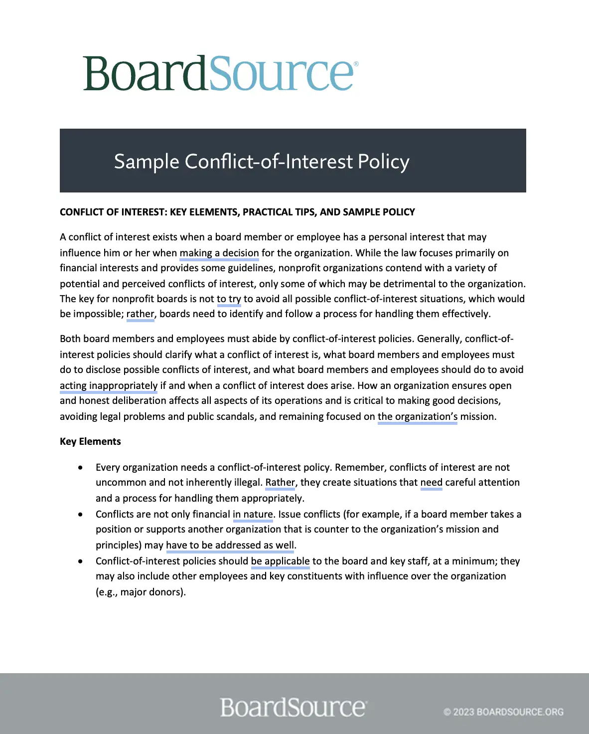 Conflict Of Interest Examples And Samples BoardSource Conflict Of Interest Examples And Samples BoardSource
